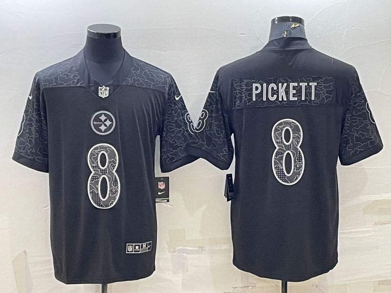 Men Pittsburgh Steelers #8 Pickett Nike Black RFLCTV Limited NFL Jersey->pittsburgh steelers->NFL Jersey